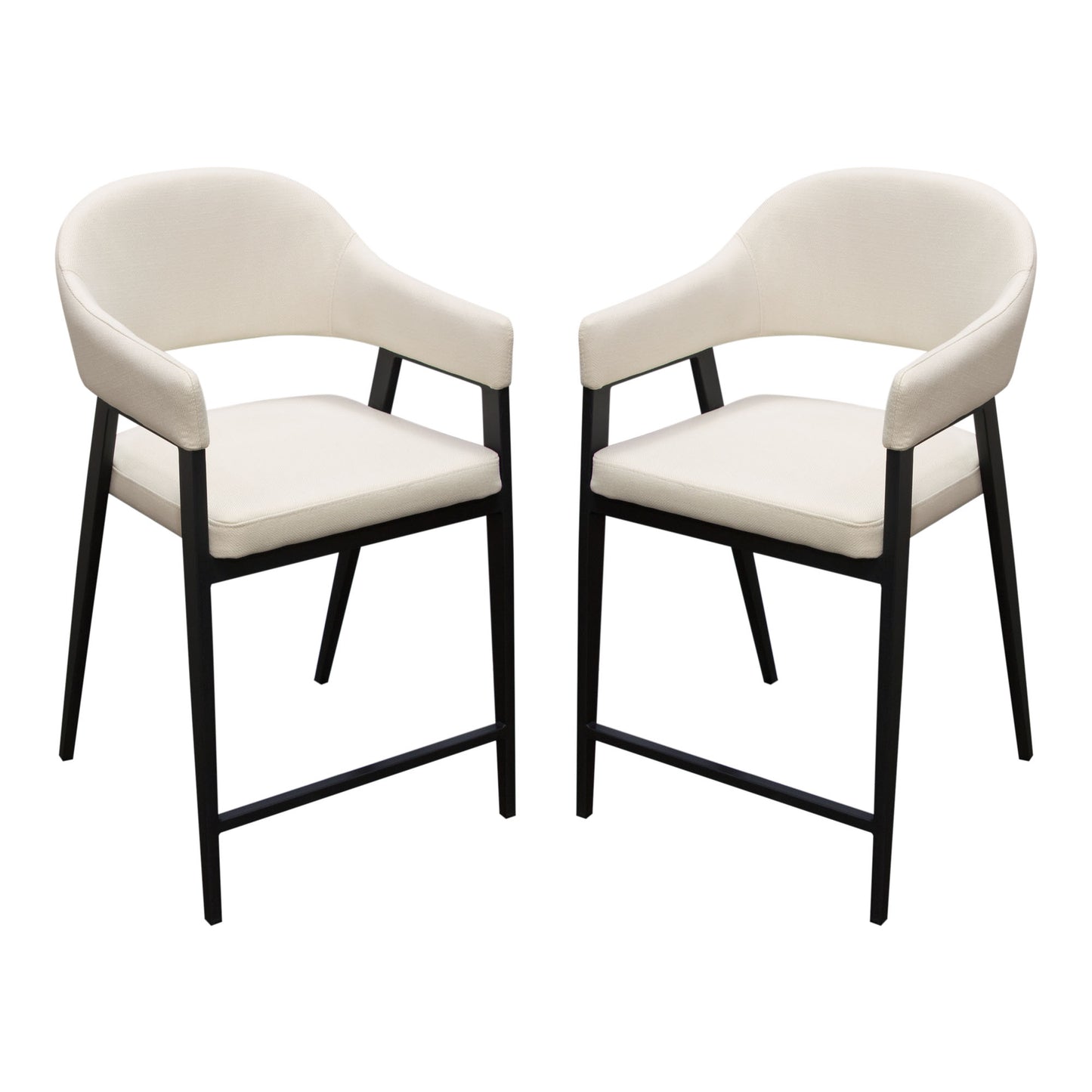 Adele Set of Two Counter Height Chairs in Cream Fabric w/ Black Powder Coated Metal Frame by Diamond Sofa