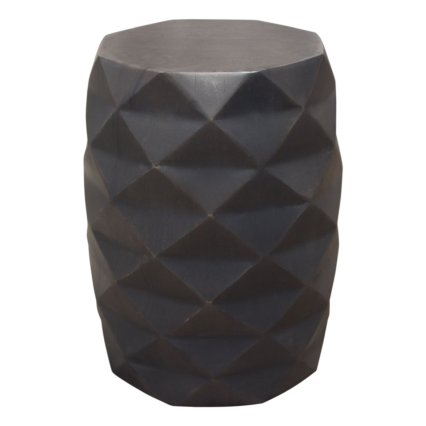 Fig Solid Mango Wood Accent Table in Grey Finish w/ Geometric Motif by Diamond Sofa