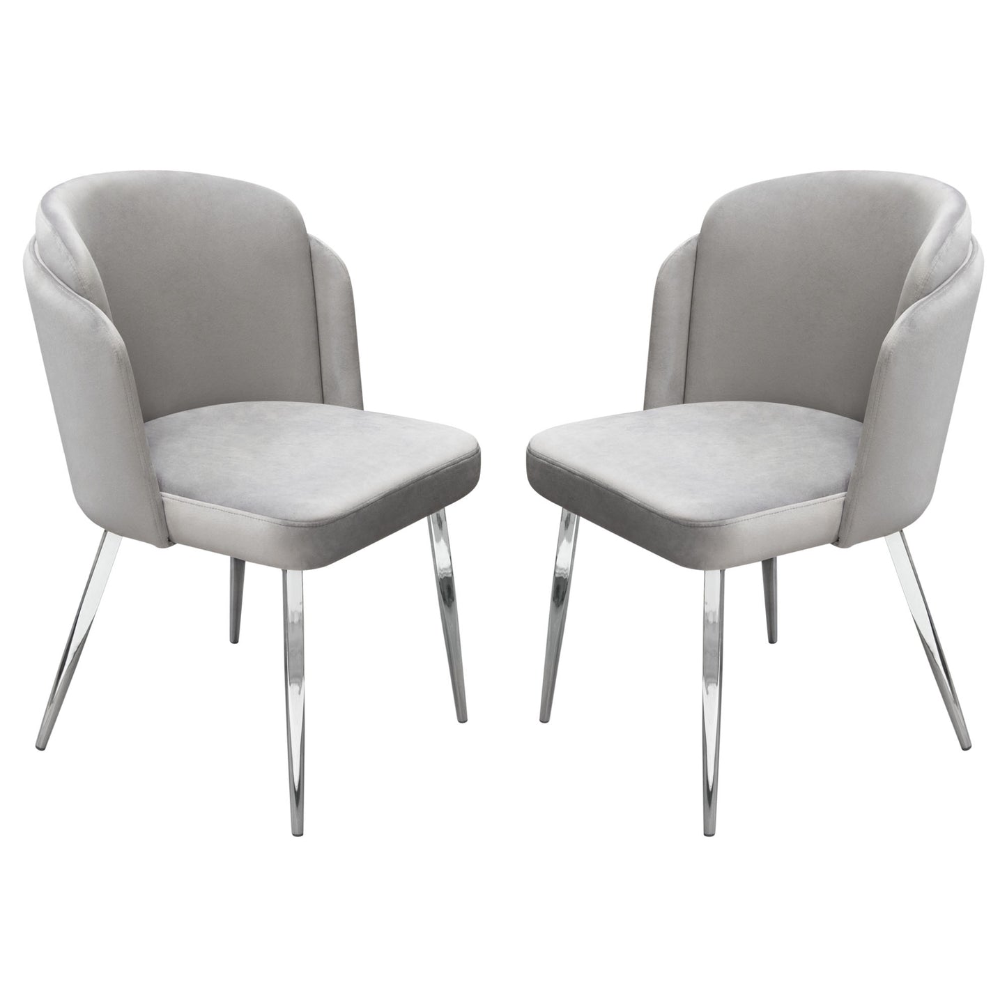 Grace Set of (2) Dining Chairs in Grey Velvet w/ Chrome Legs by Diamond Sofa