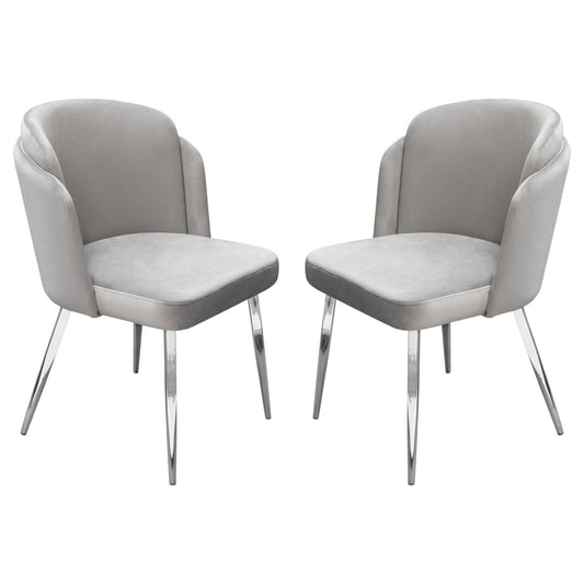 Grace Set of (2) Dining Chairs in Grey Velvet w/ Chrome Legs by Diamond Sofa