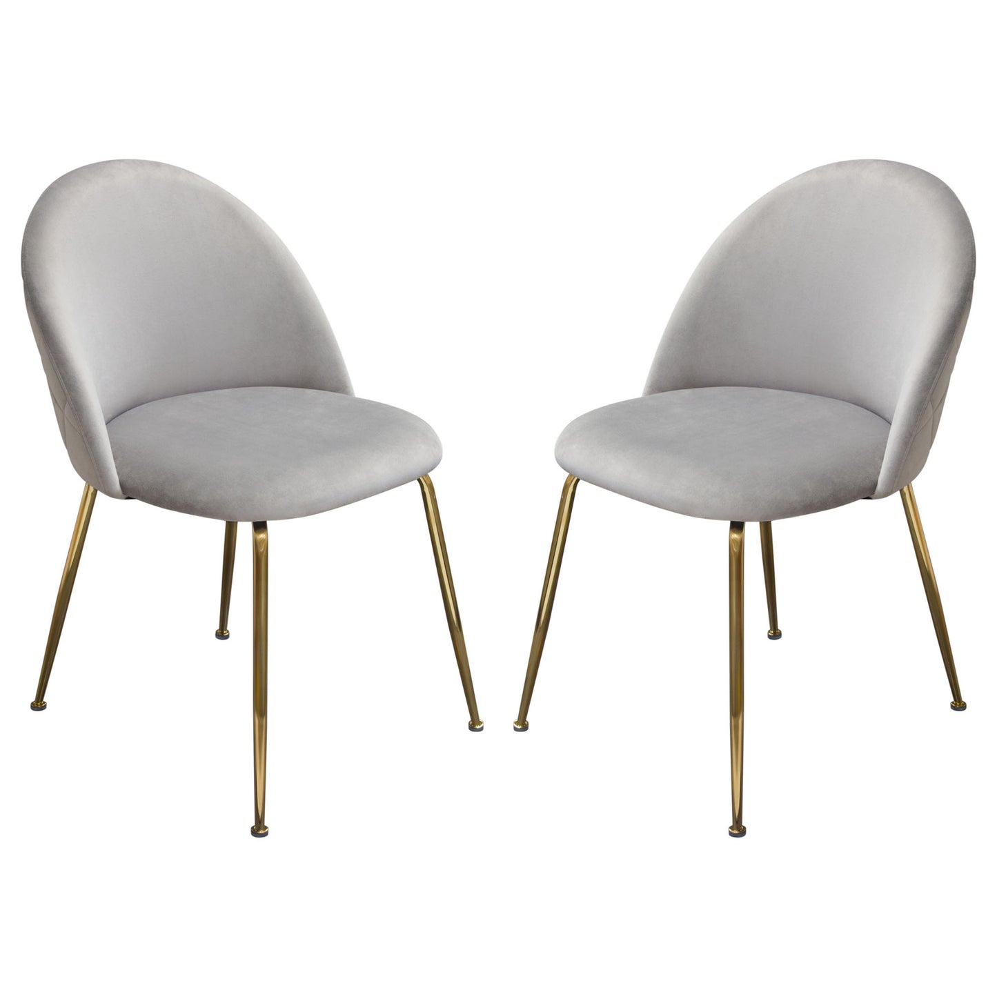 Lilly Set of (2) Dining Chairs in Grey Velvet w/ Brushed Gold Metal Legs by Diamond Sofa
