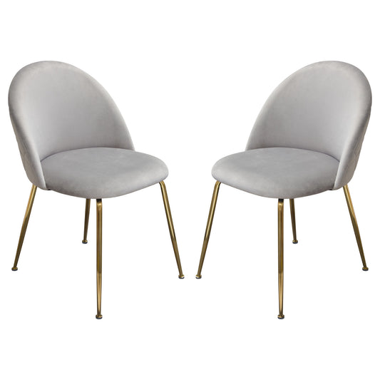 Lilly Set of (2) Dining Chairs in Grey Velvet w/ Brushed Gold Metal Legs by Diamond Sofa