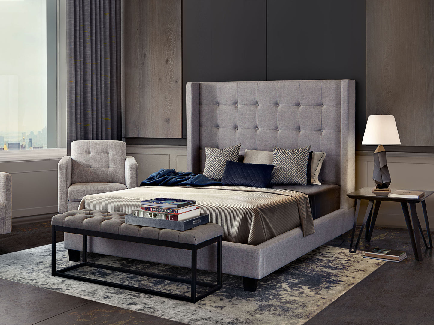 Madison Ave Tufted Wing Queen Bed