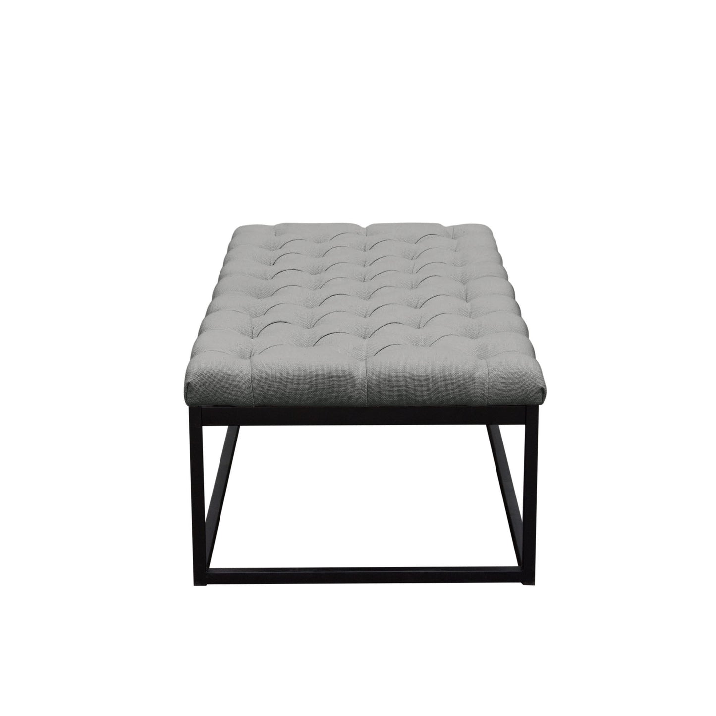 Mateo Black Powder Coat Metal Large Linen Tufted Bench
