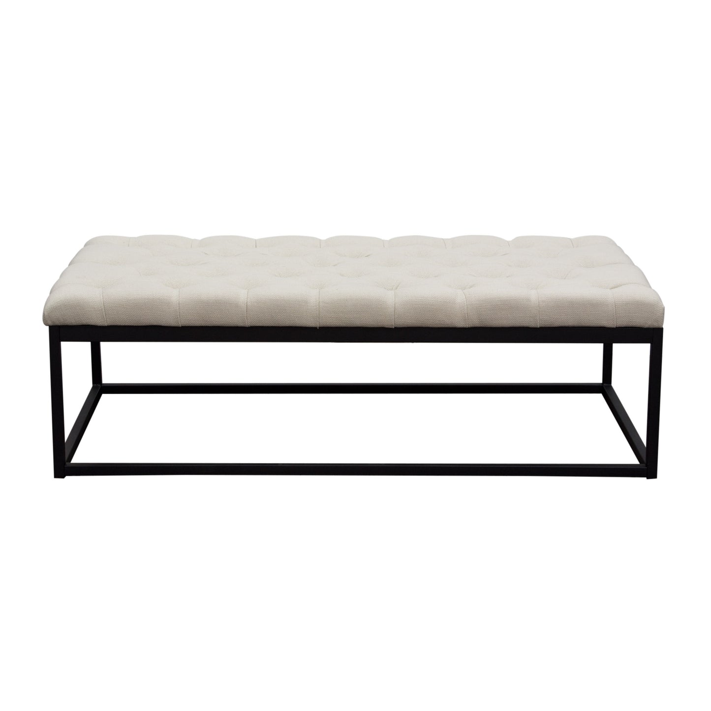 Mateo Black Powder Coat Metal Large Linen Tufted Bench by Diamond Sofa - Desert Sand Linen