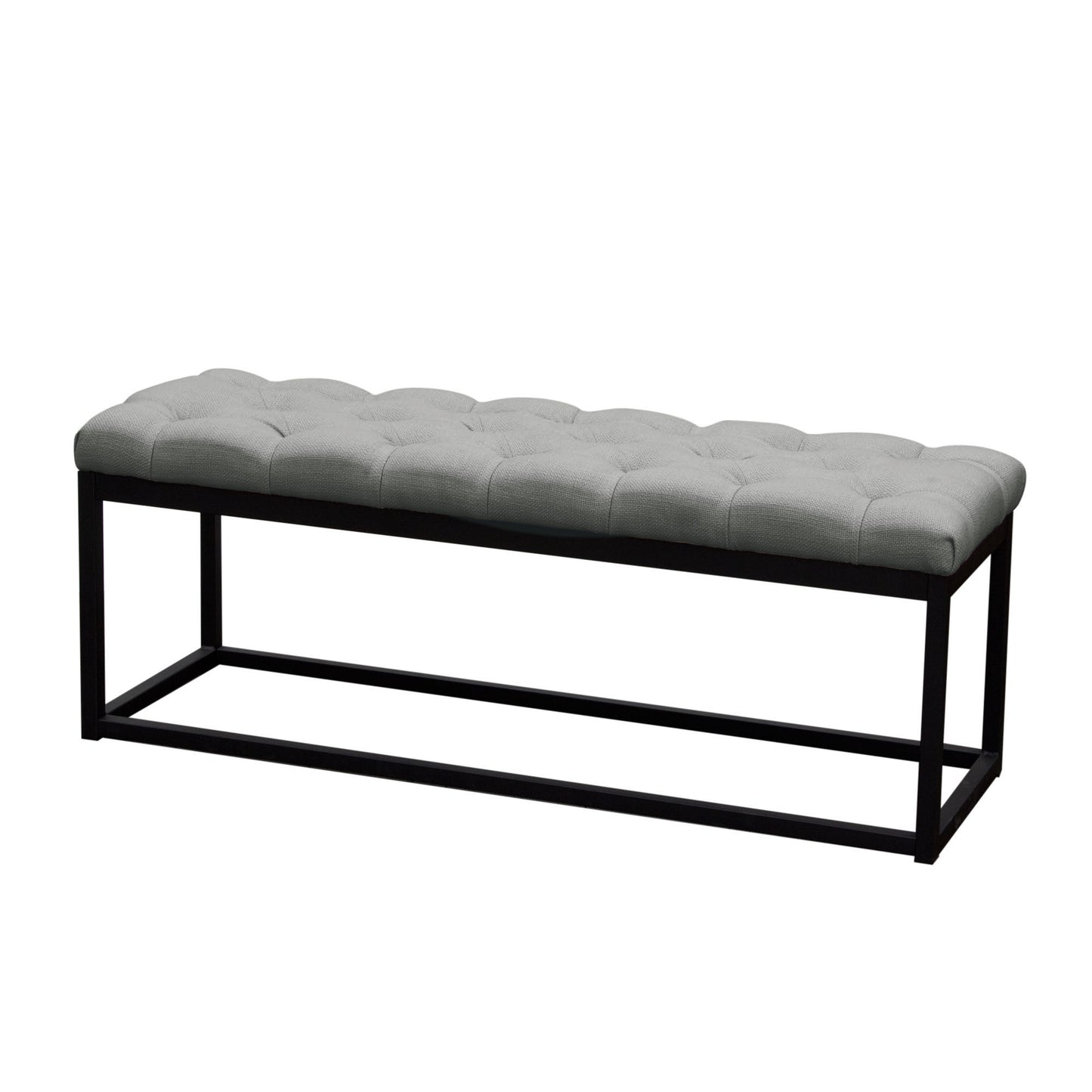 Mateo Black Powder Coat Metal Small Linen Tufted Bench