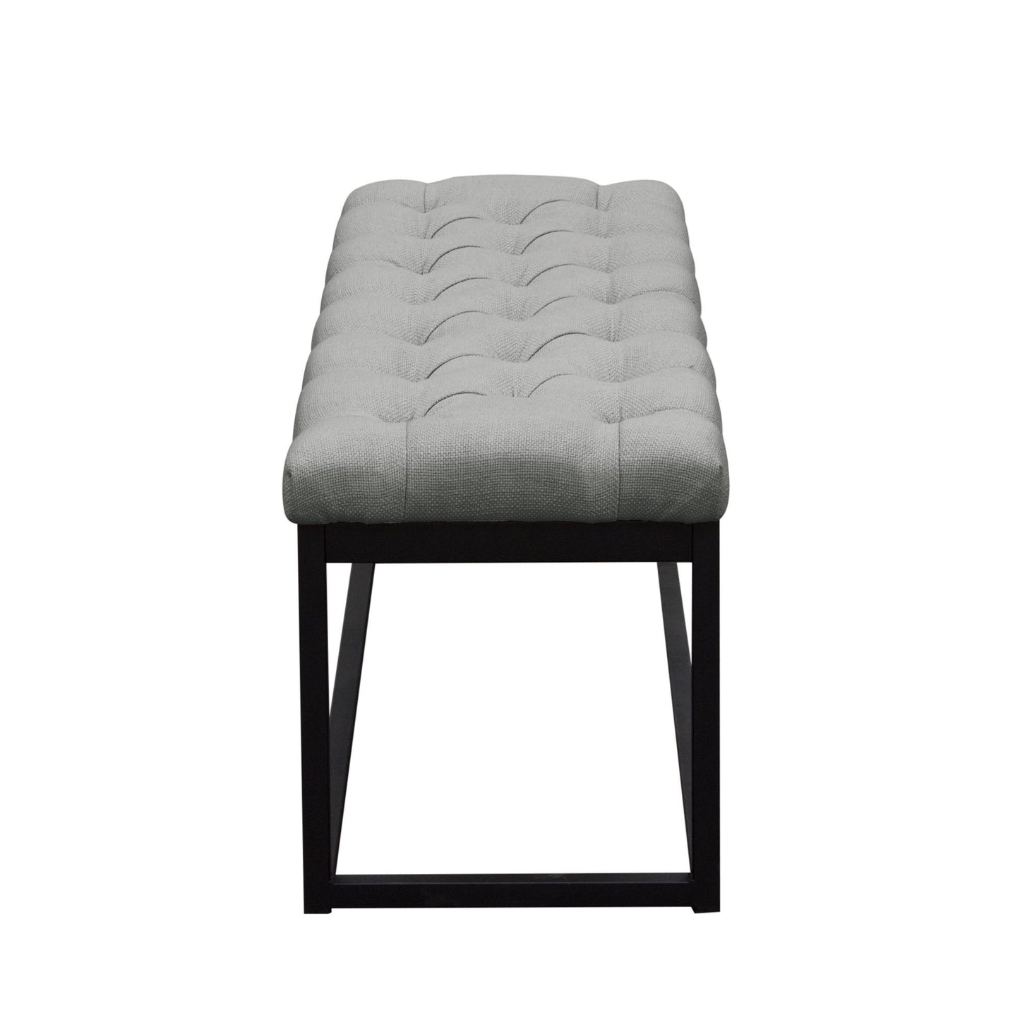 Mateo Black Powder Coat Metal Small Linen Tufted Bench