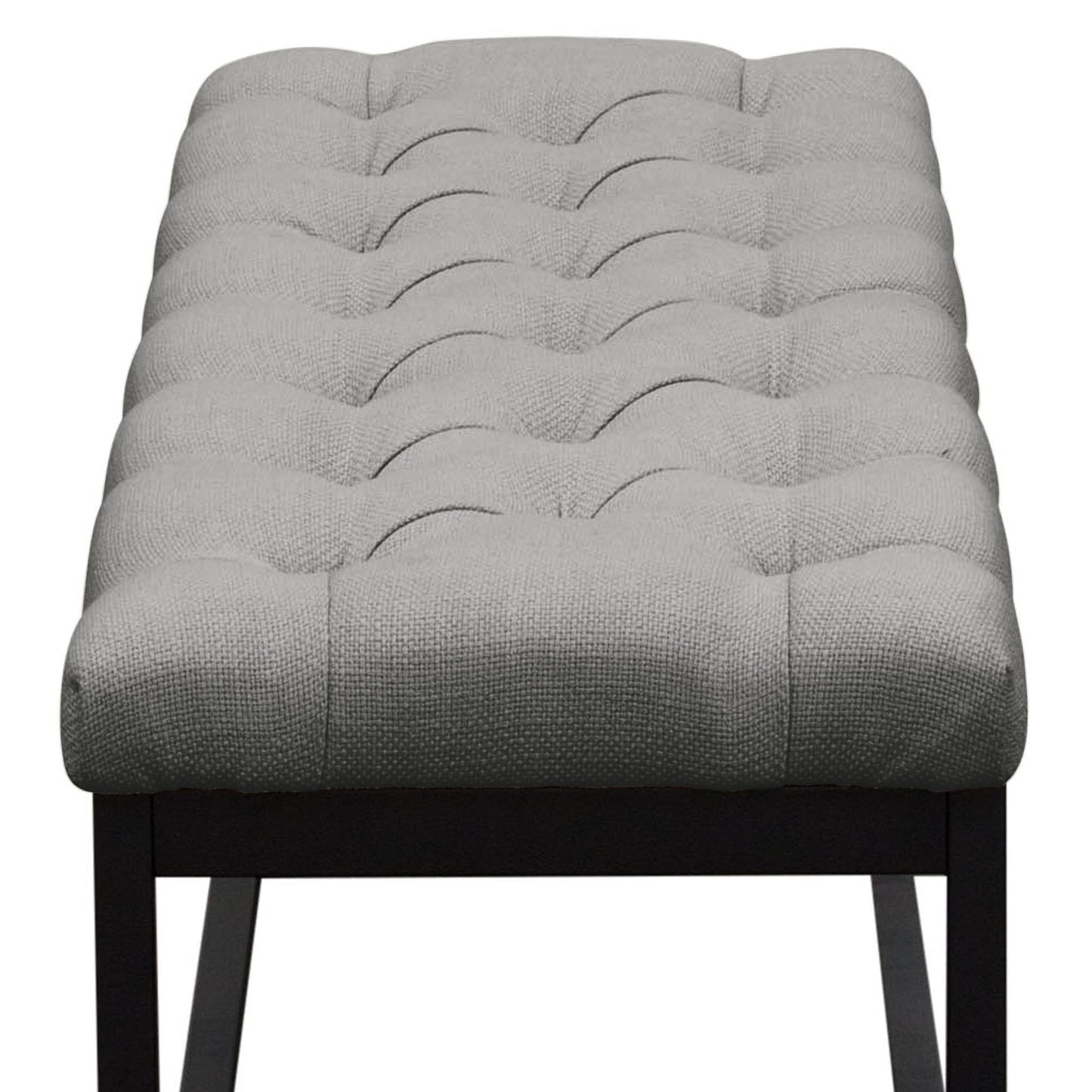 Mateo Black Powder Coat Metal Small Linen Tufted Bench