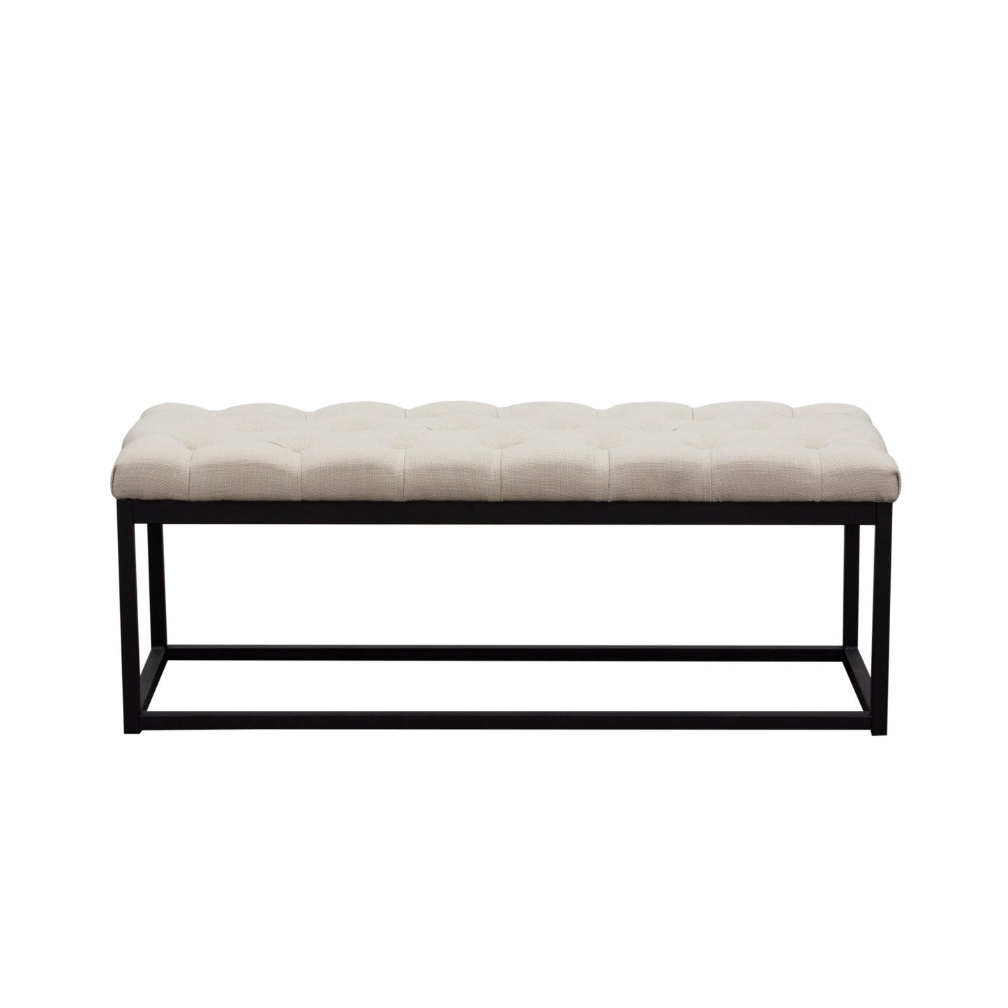 Mateo Black Powder Coat Metal Small Linen Tufted Bench by Diamond Sofa - Desert Sand Linen