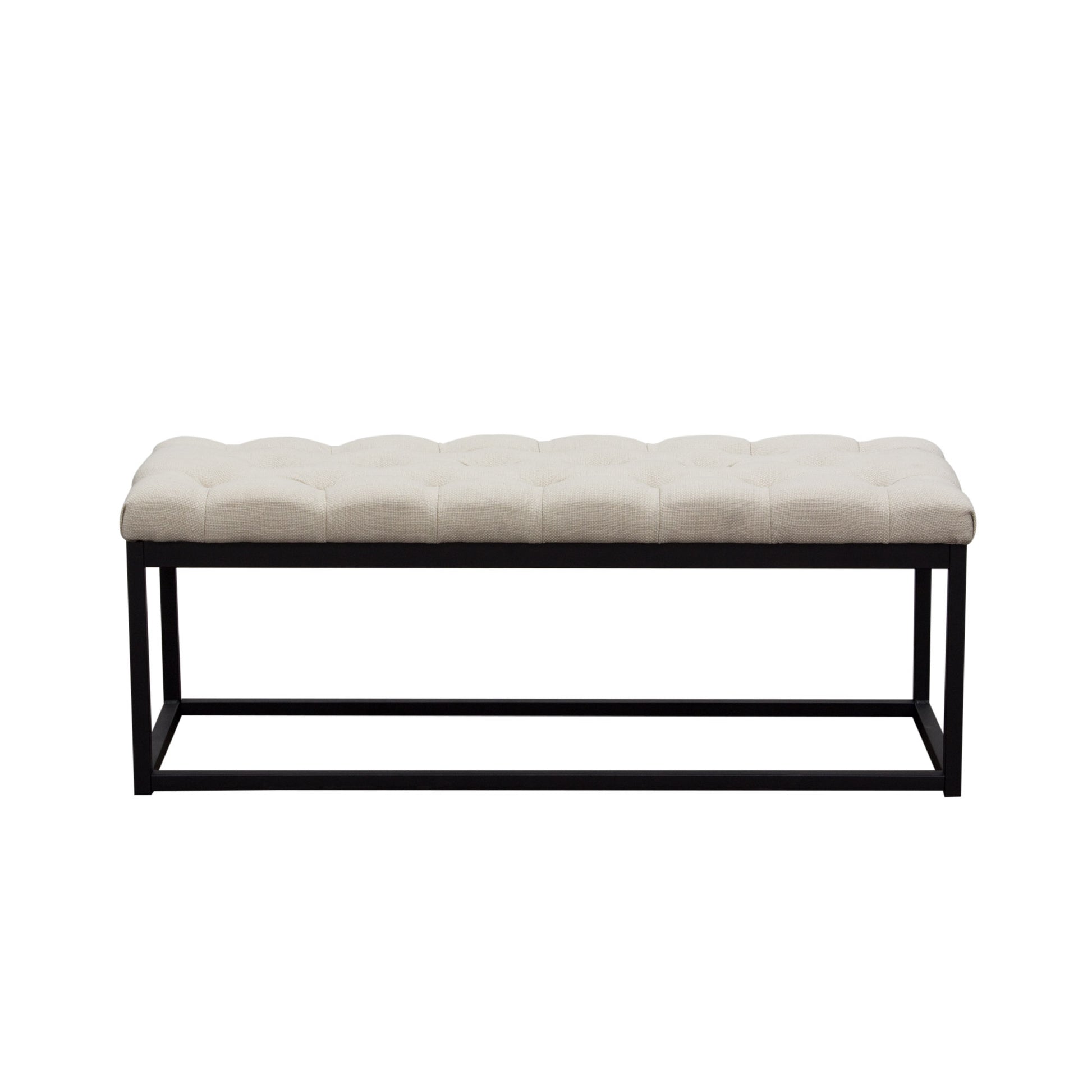 Mateo Black Powder Coat Metal Small Linen Tufted Bench by Diamond Sofa - Desert Sand Linen