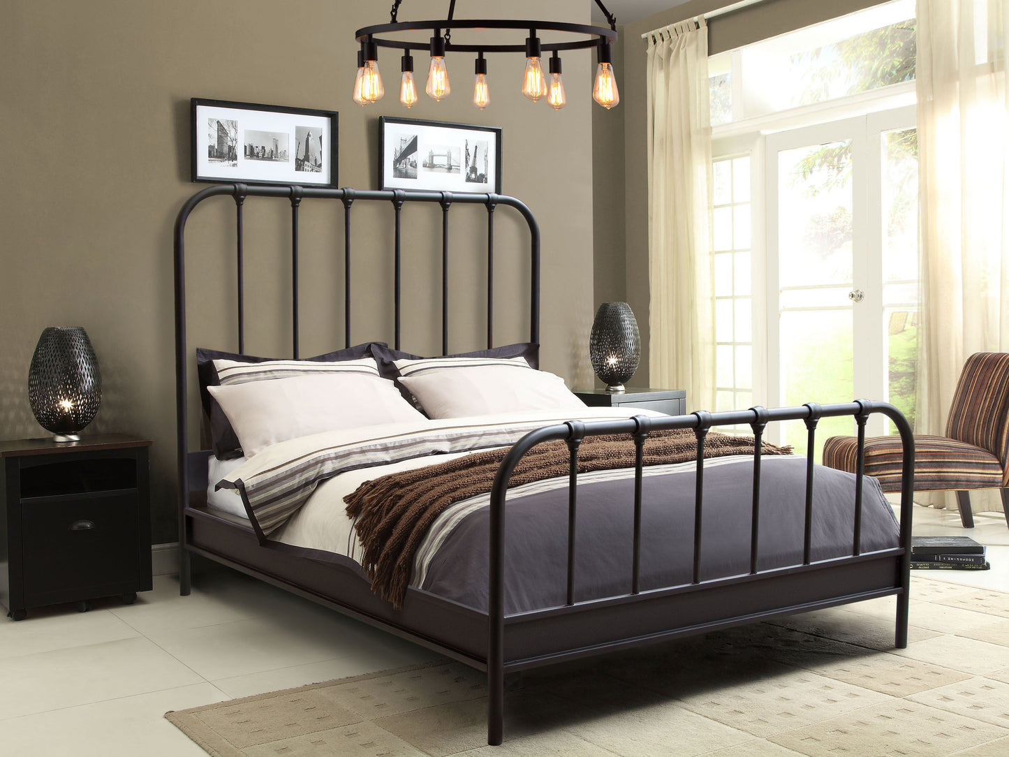 Mateo Rust Brown Powder Coat Metal Eastern King Bed