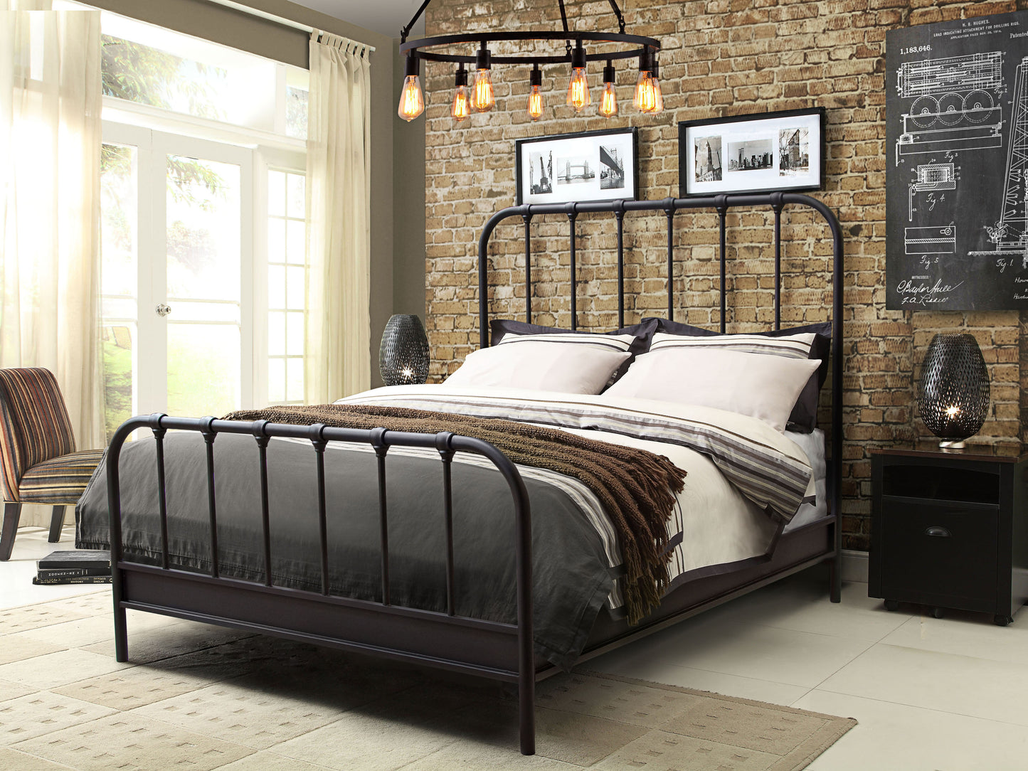 Mateo Rust Brown Powder Coat Metal Queen Bed