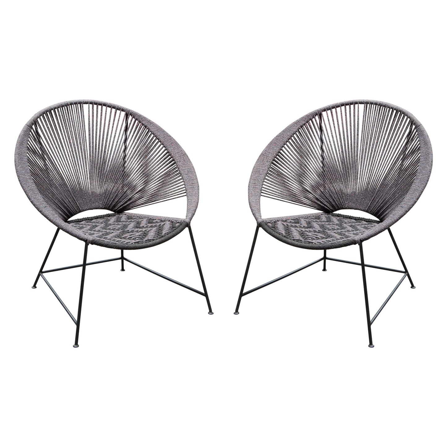 Pablo 2-Pack Accent Chairs in Black/Grey Rope w/ Black Metal Frame by Diamond Sofa