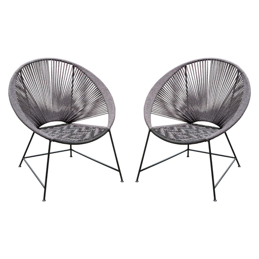 Pablo 2-Pack Accent Chairs in Black/Grey Rope w/ Black Metal Frame by Diamond Sofa