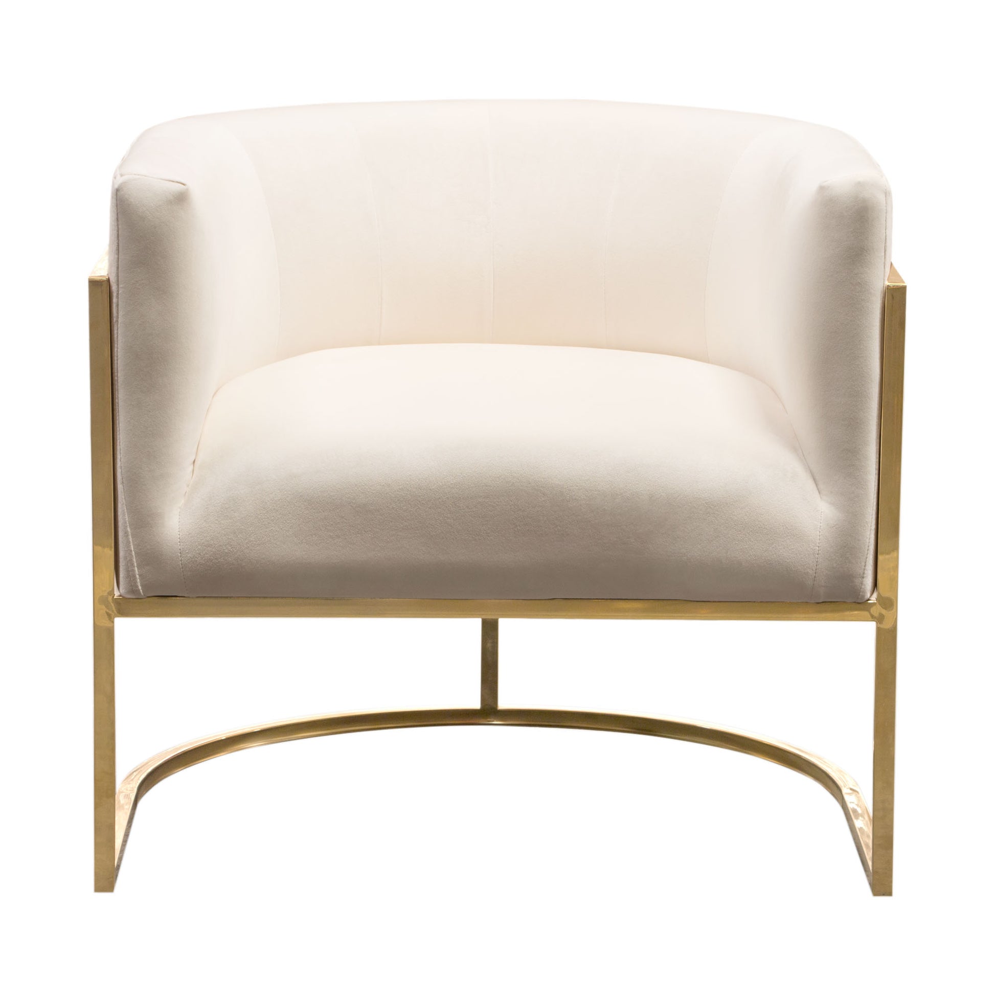 Pandora Accent Chair in Cream Velvet with Polished Gold Stainless Steel Frame by Diamond Sofa