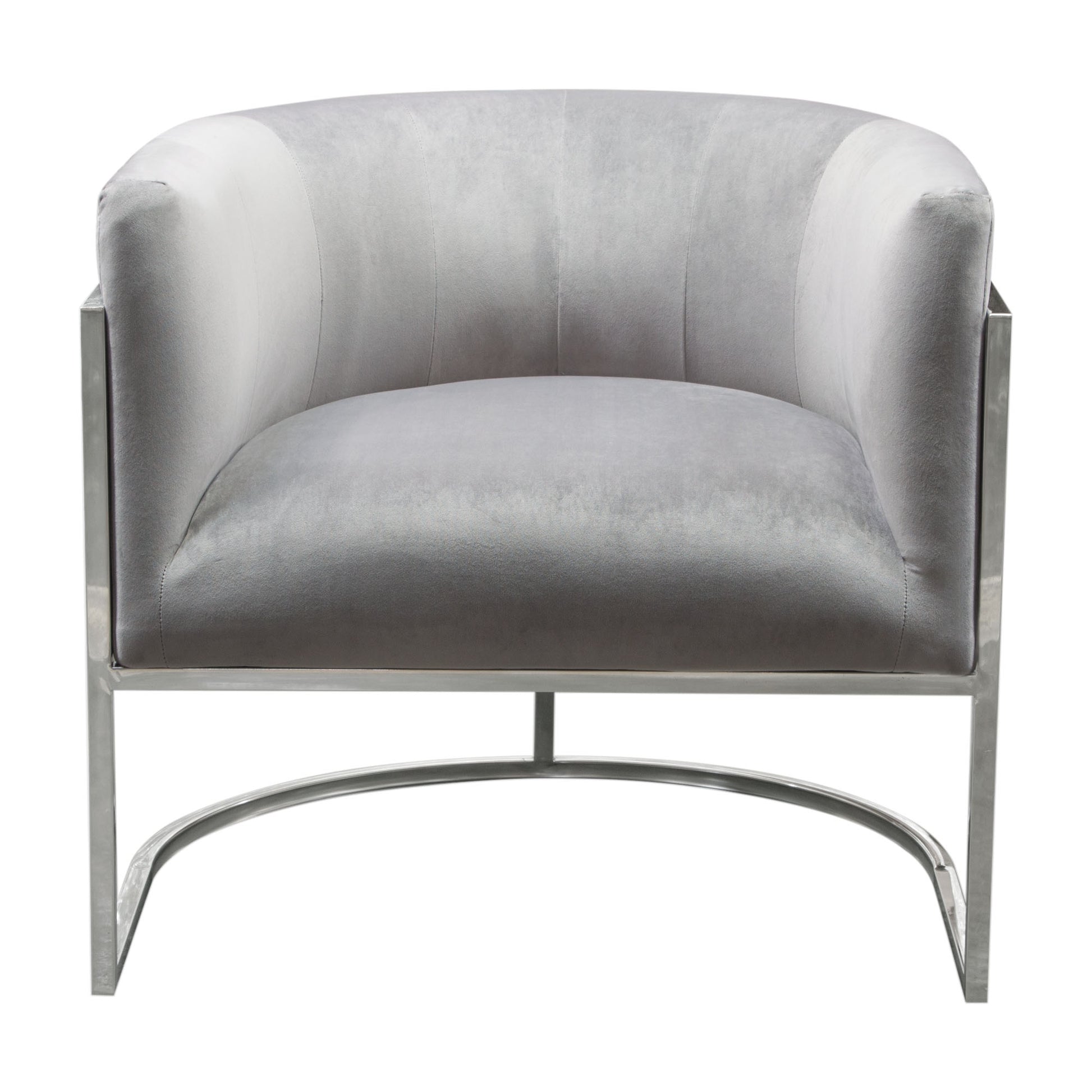 Pandora Accent Chair in Grey Velvet with Polished Silver Stainless Steel Frame by Diamond Sofa