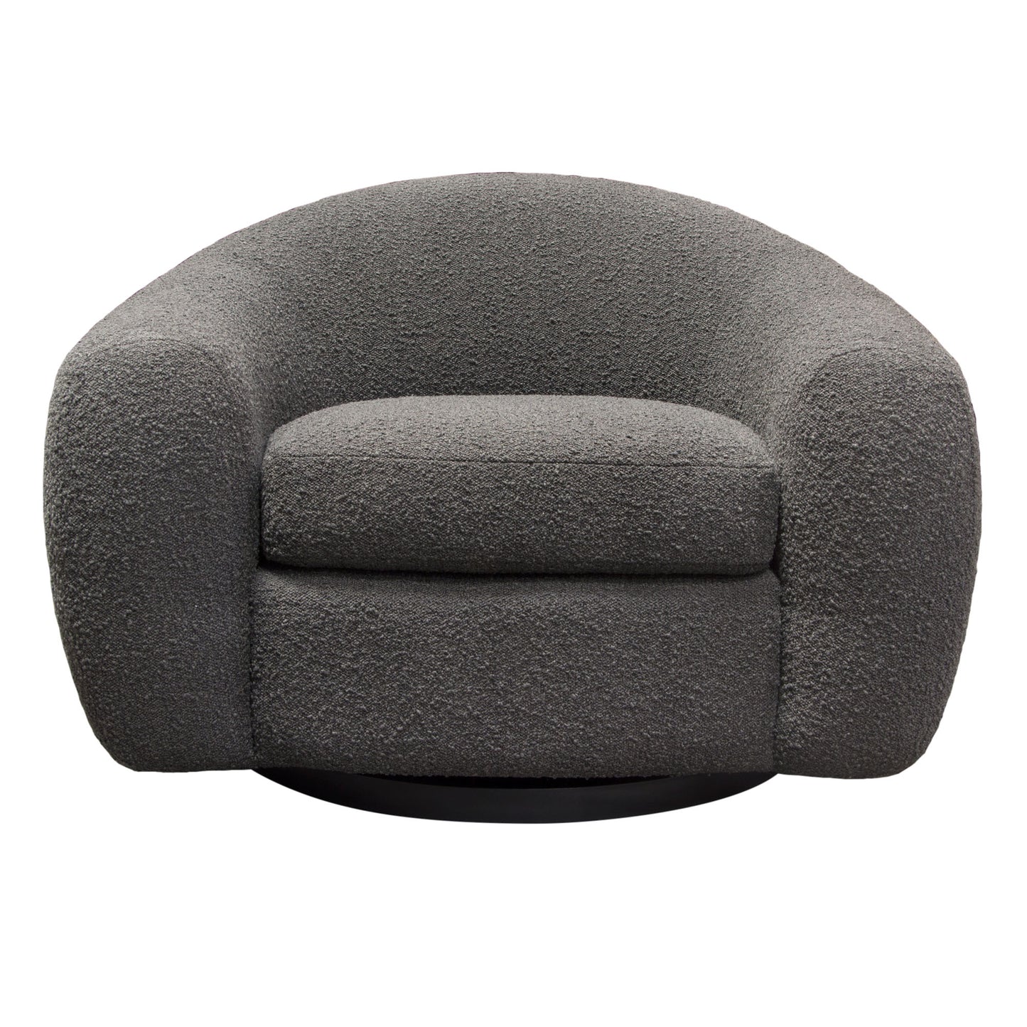 Pascal Swivel Chair in Charcoal Boucle Textured Fabric w/ Contoured Arms & Back by Diamond Sofa