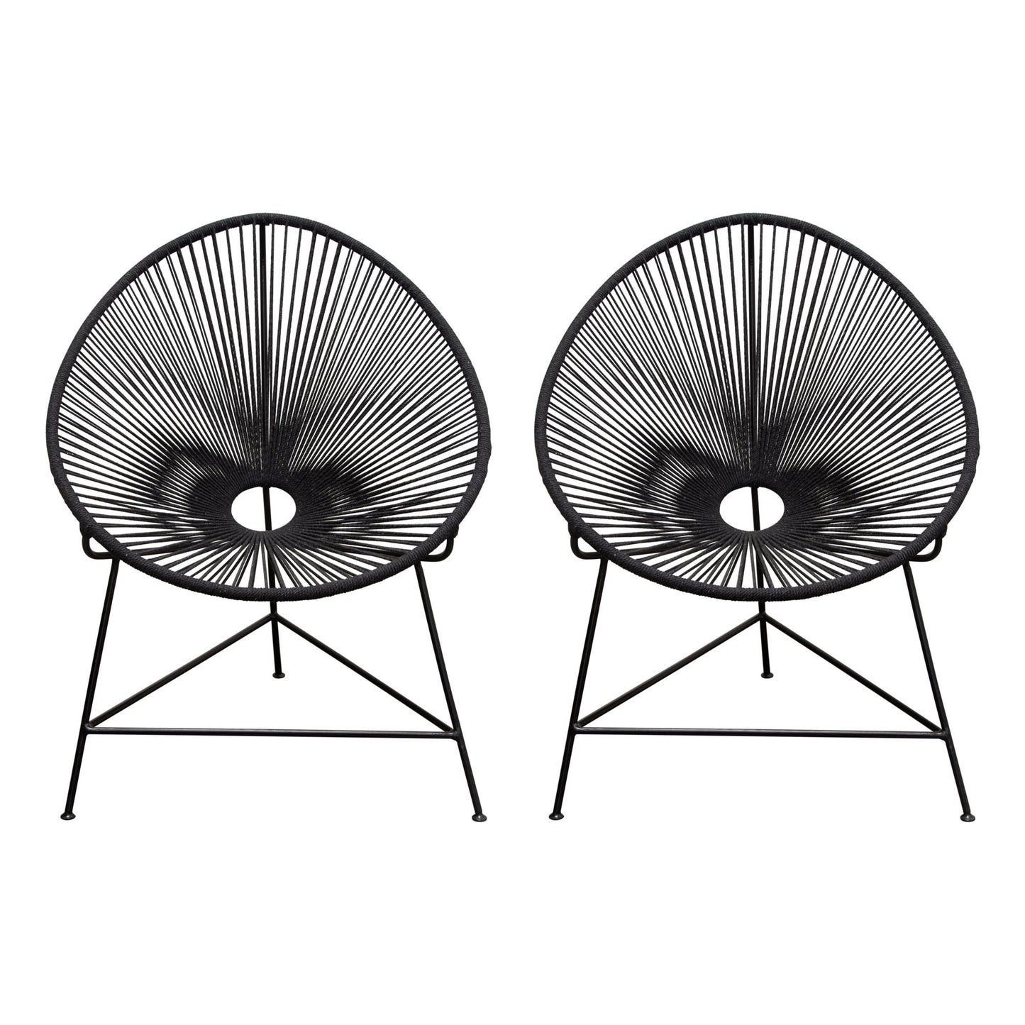 Sativa 2-Pack Accent Chair in Black Rope w/ Black Iron Rod Frame by Diamond Sofa