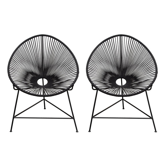 Sativa 2-Pack Accent Chair in Black Rope w/ Black Iron Rod Frame by Diamond Sofa