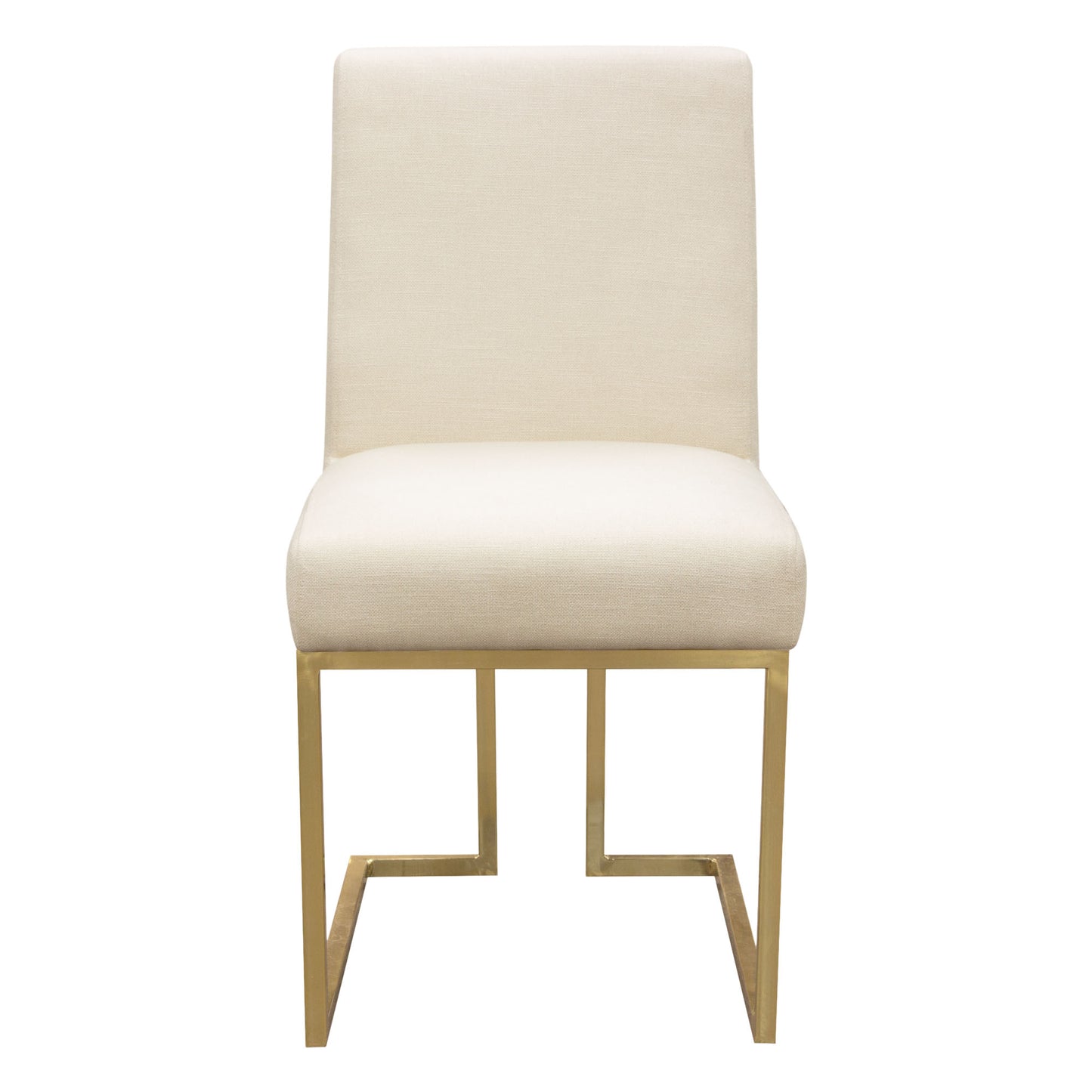 Set of (2) Skyline Dining Chairs in Cream Fabric w/ Polished Gold Metal Frame by Diamond Sofa