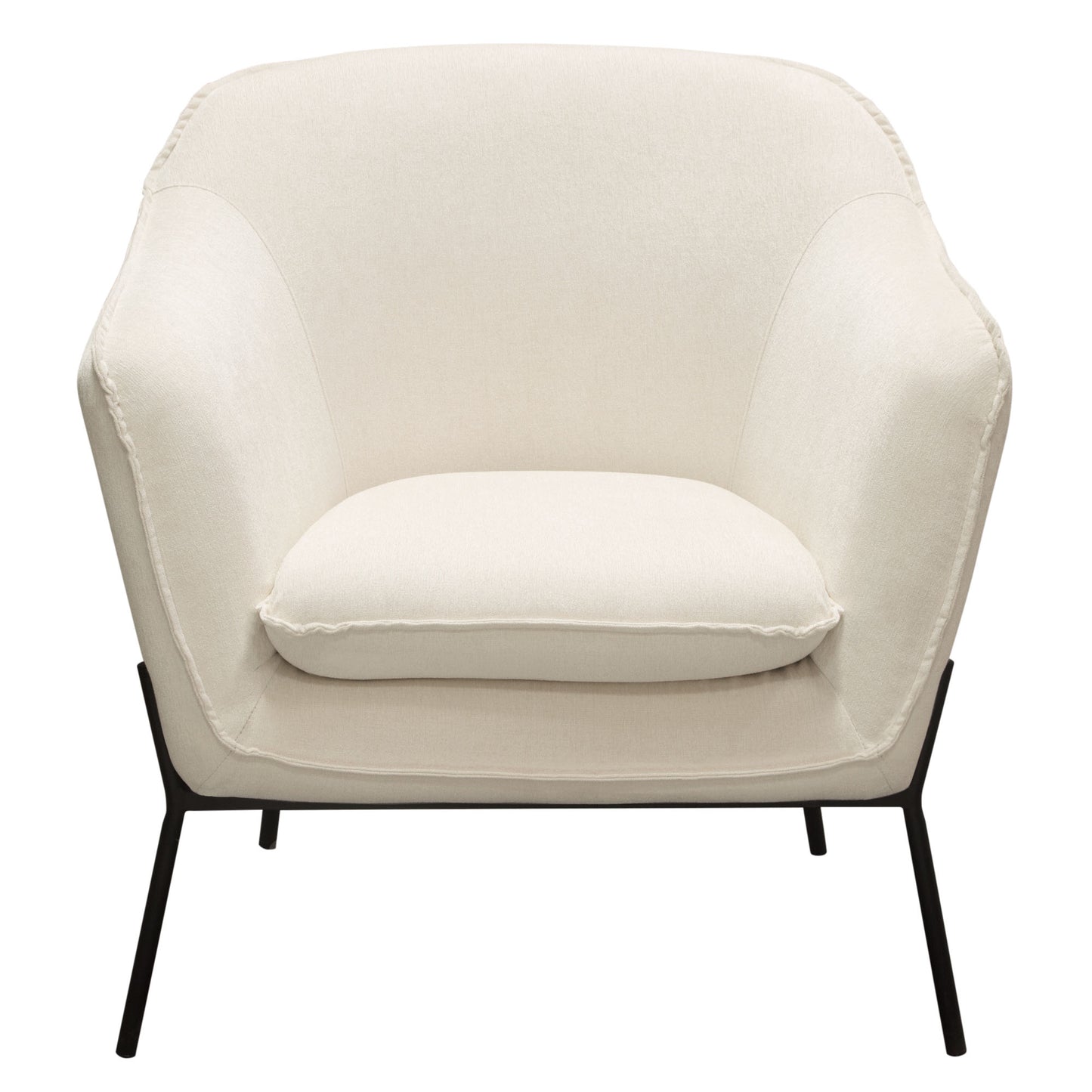 Status Accent Chair in Cream Fabric with Black Powder Coated Metal Leg by Diamond Sofa
