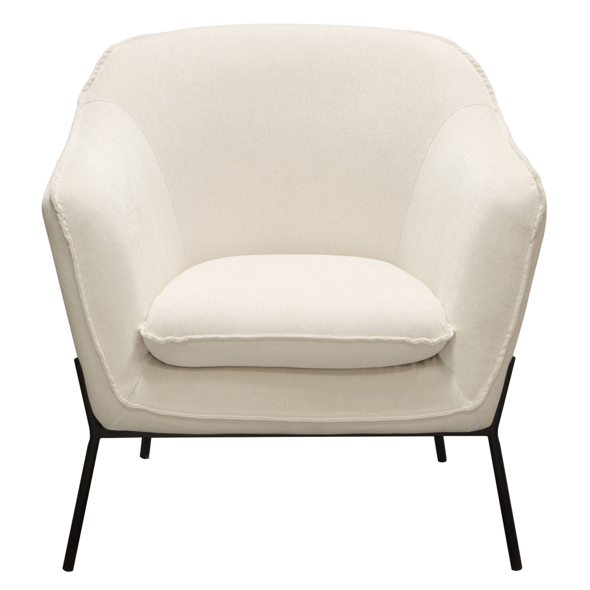 Status Accent Chair in Cream Fabric with Black Powder Coated Metal Leg by Diamond Sofa