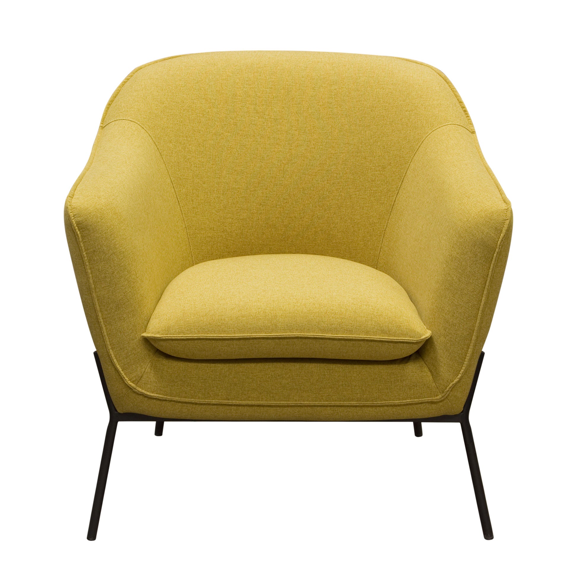 Status Accent Chair in Yellow Fabric with Metal Leg by Diamond Sofa