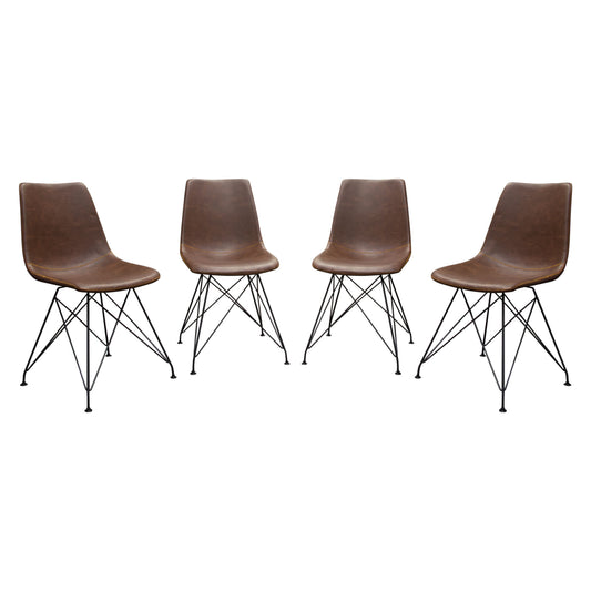 Theo Set of (4) Dining Chairs in Chocolate Leatherette w/ Black Metal Base by Diamond Sofa