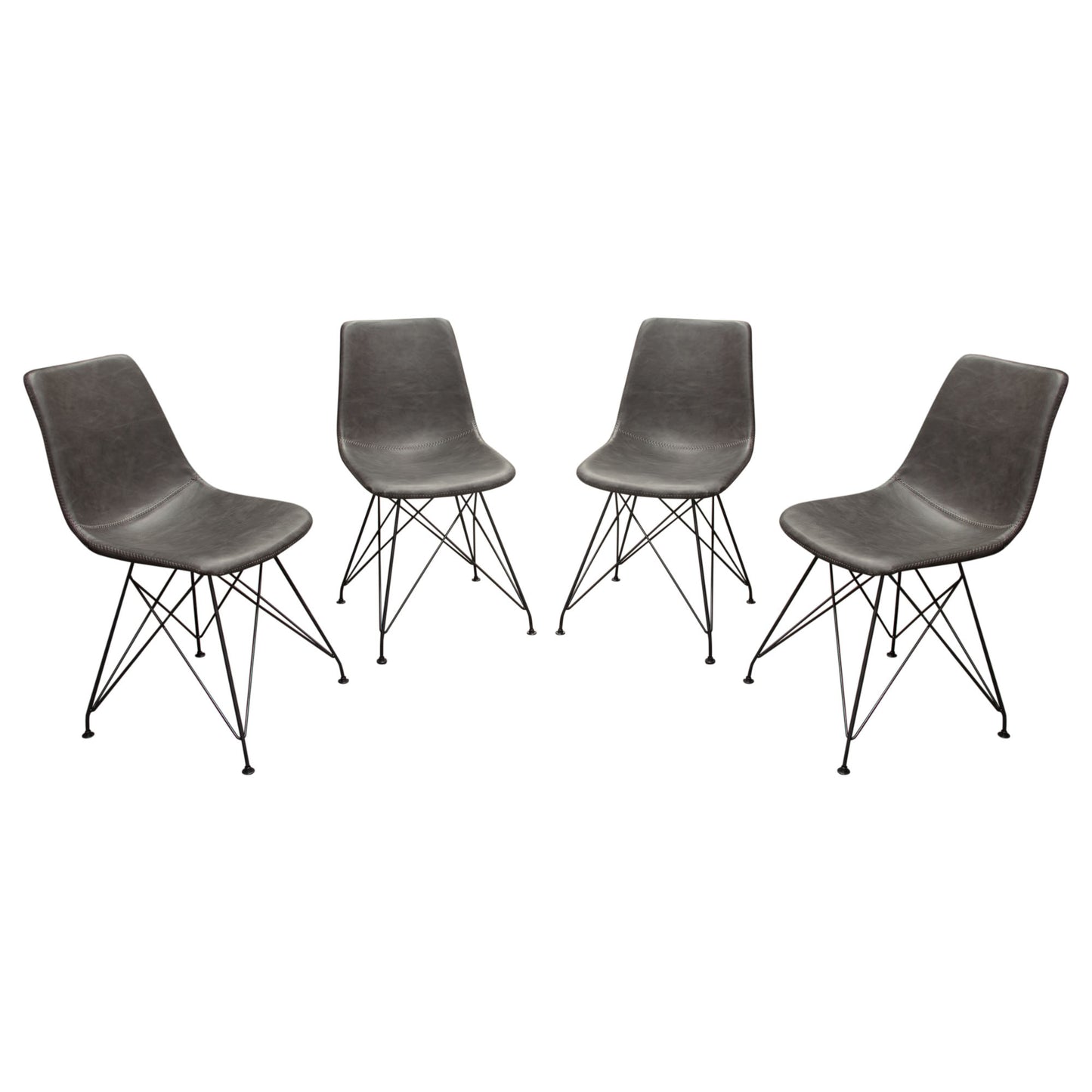 Theo Set of (4) Dining Chairs in Weathered Grey Leatherette w/ Black Metal Base by Diamond Sofa