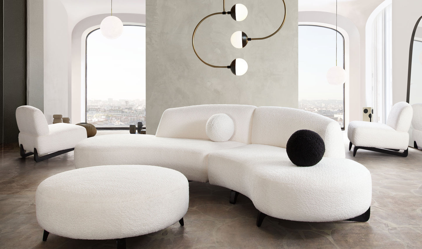 Vesper Modular Curved Armless Chaise 2 Piece Set