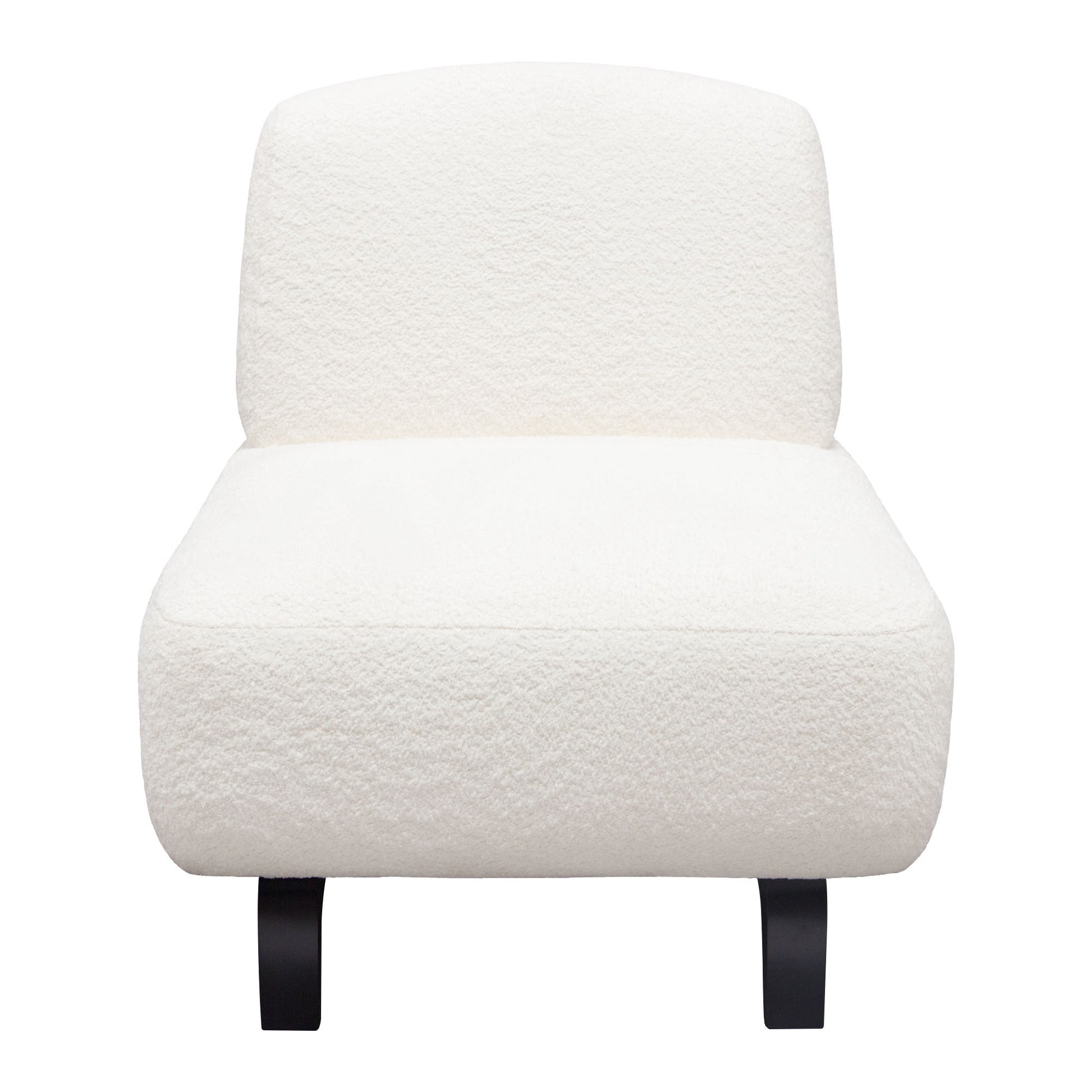 Vesper Armless Chair in Faux White Shearling w/ Black Wood Leg Base by Diamond Sofa