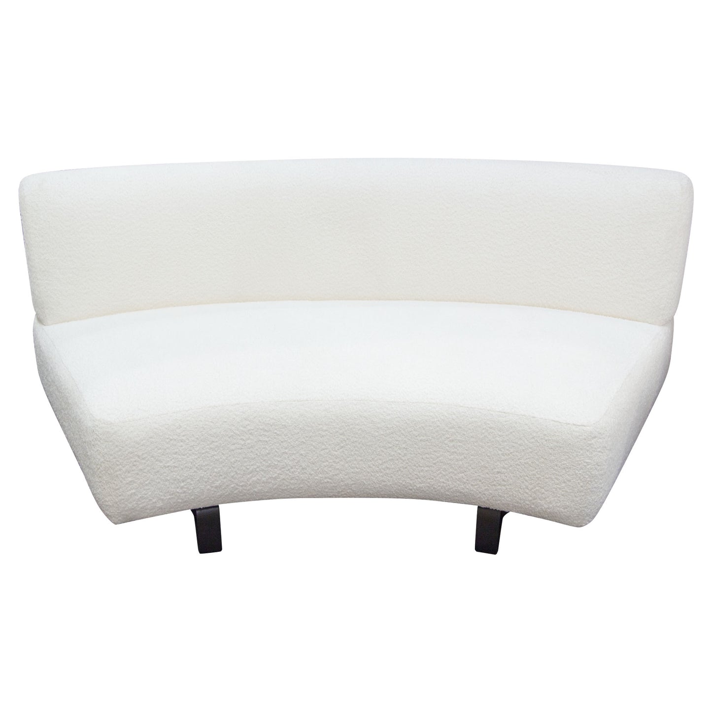 Vesper Curved Armless Sofa in Faux White Shearling w/ Black Wood Leg Base by Diamond Sofa