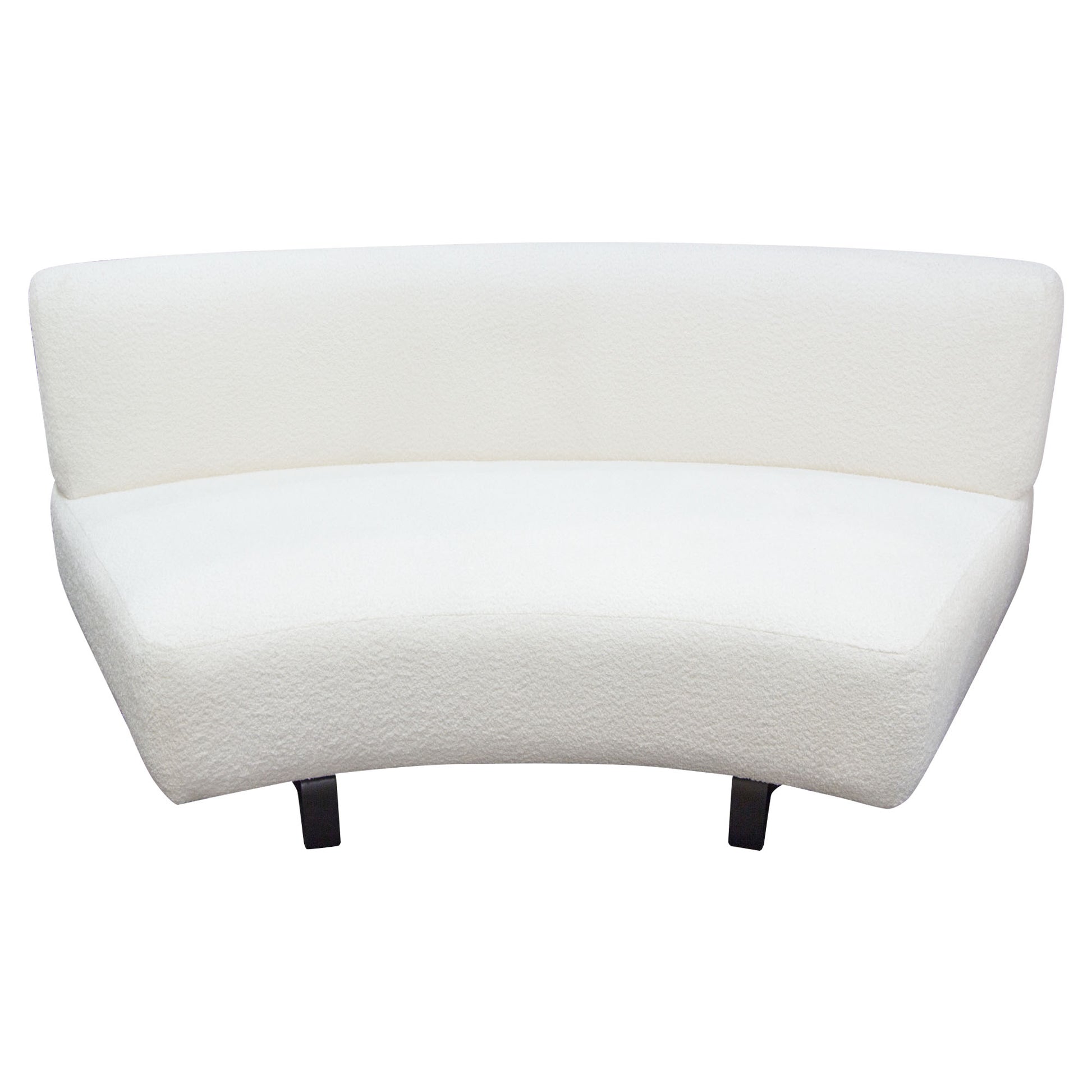 Vesper Curved Armless Sofa in Faux White Shearling w/ Black Wood Leg Base by Diamond Sofa