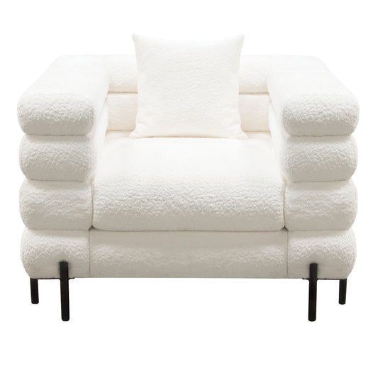 Vox Chair in Faux White Shearling w/ Black Powder Metal Legs by Diamond Sofa