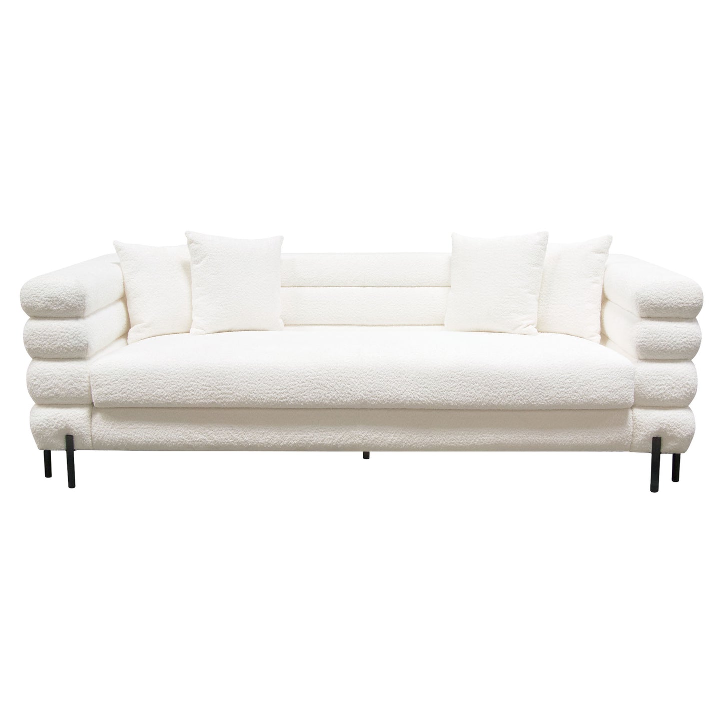 Vox Sofa in Faux White Shearling w/ Black Powder Metal Legs by Diamond Sofa