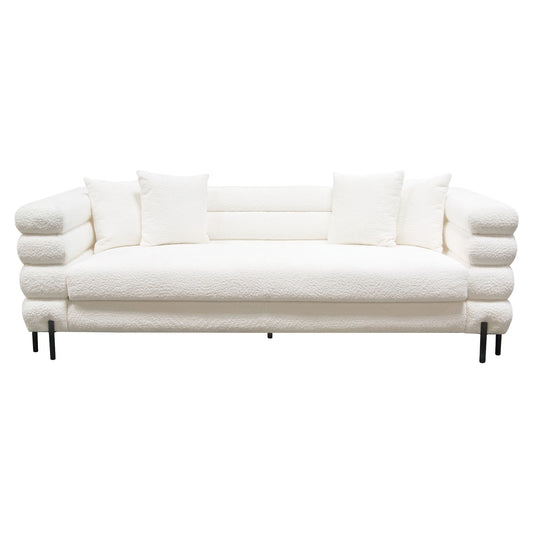 Vox Sofa in Faux White Shearling w/ Black Powder Metal Legs by Diamond Sofa