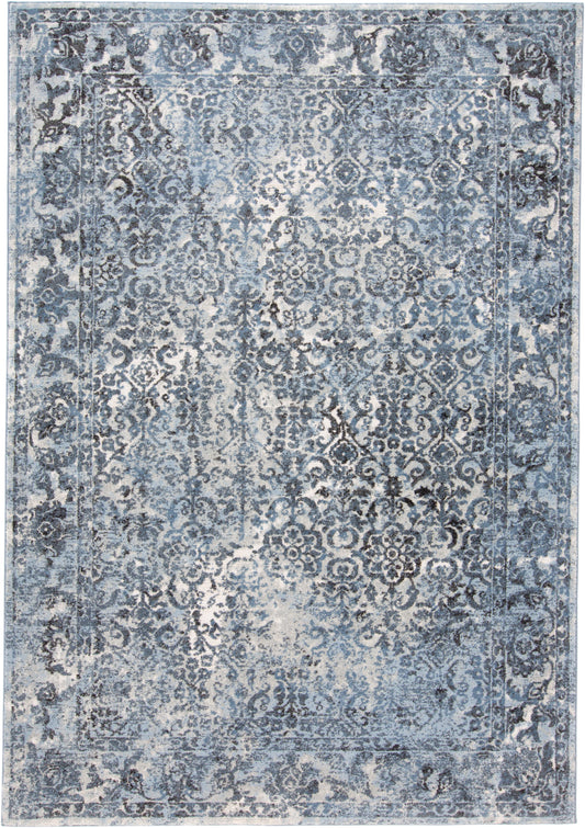 Ainsley Distressed Ornamental Rug, Ice Blue/Charcoal, 4ft-3in x 6ft-3in