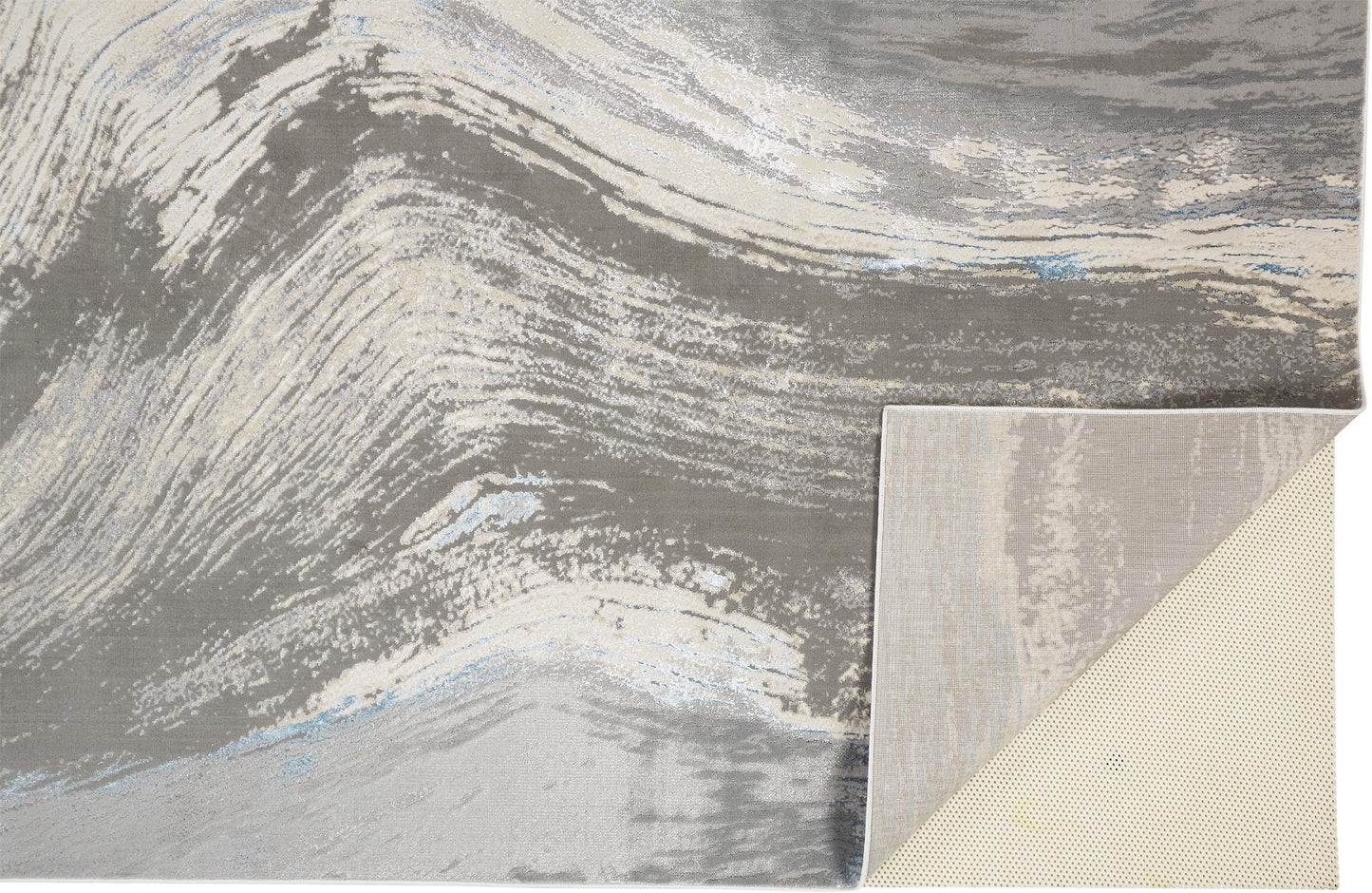 Azure Modern Metallic Brush Stroke Rug