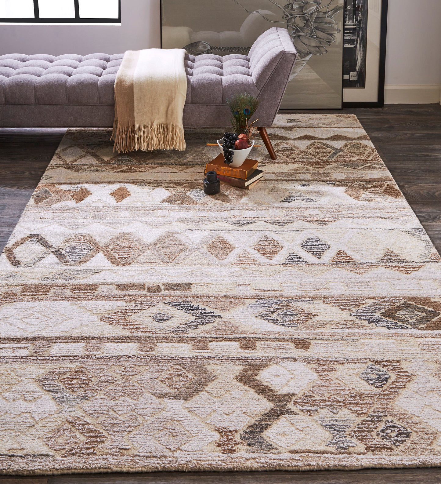 Asher Gradient Distressed Diamond Wool Rug