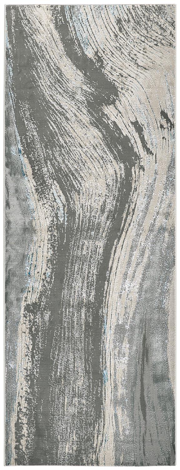 Azure Modern Metallic Brush Stroke Area Runner, Silver/Teal, 2ft-10in x 7ft-10in