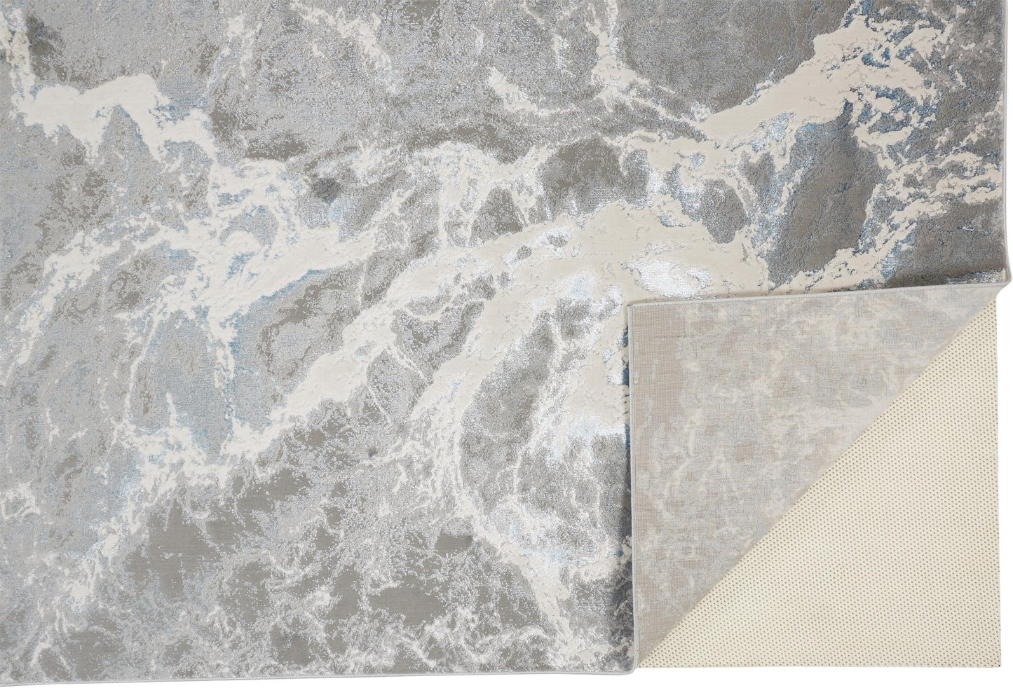 Azure Modern Metallic Marble Area Rug