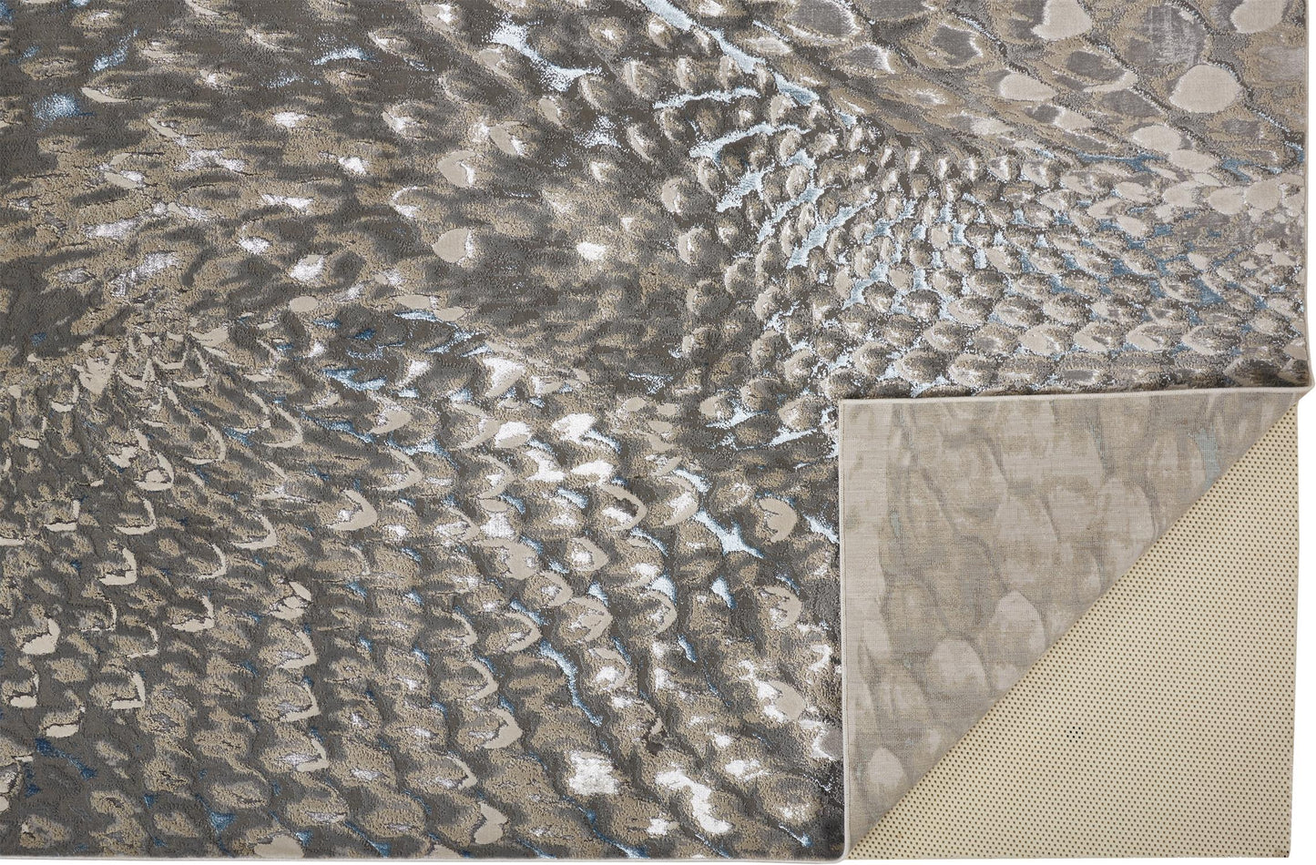 Azure Abstract Feather Rug