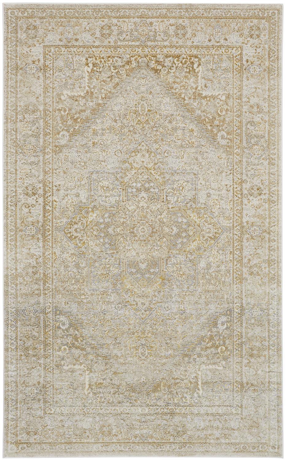Aura Modern Tribal Design Rug, Beige/Gold, 5ft x 8ft Area Rug