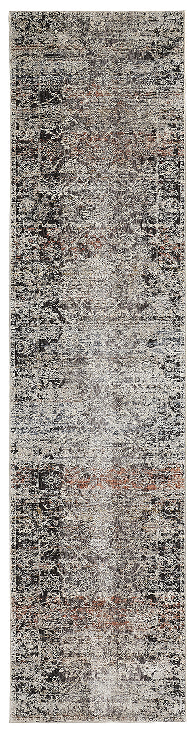 Caprio Space Dyed Persian Floral Rug, Ink Blue/Rust, 2ft - 6in x 10ft, Runner