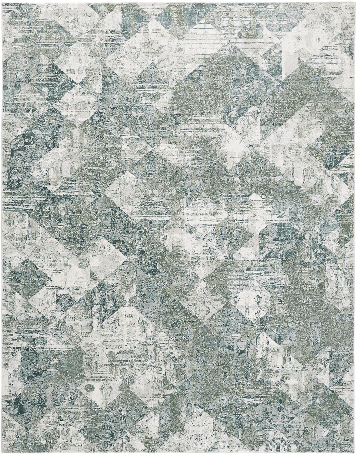 Atwell Contemporary Distressed Area Rug, Iceberg Green, 5ft-3in x 7ft-6in