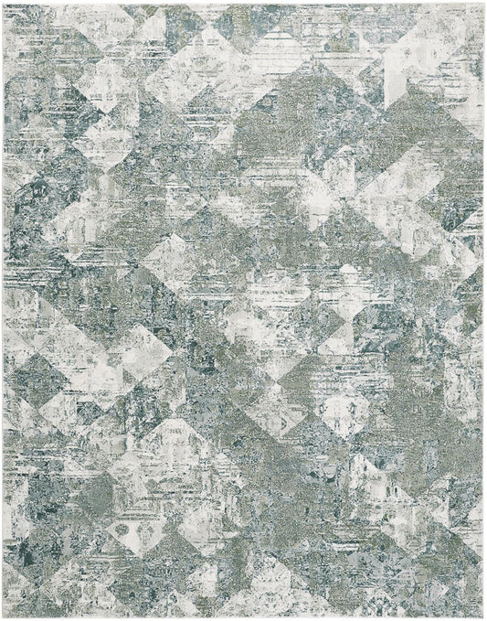 Atwell Contemporary Distressed Area Rug, Iceberg Green, 5ft-3in x 7ft-6in