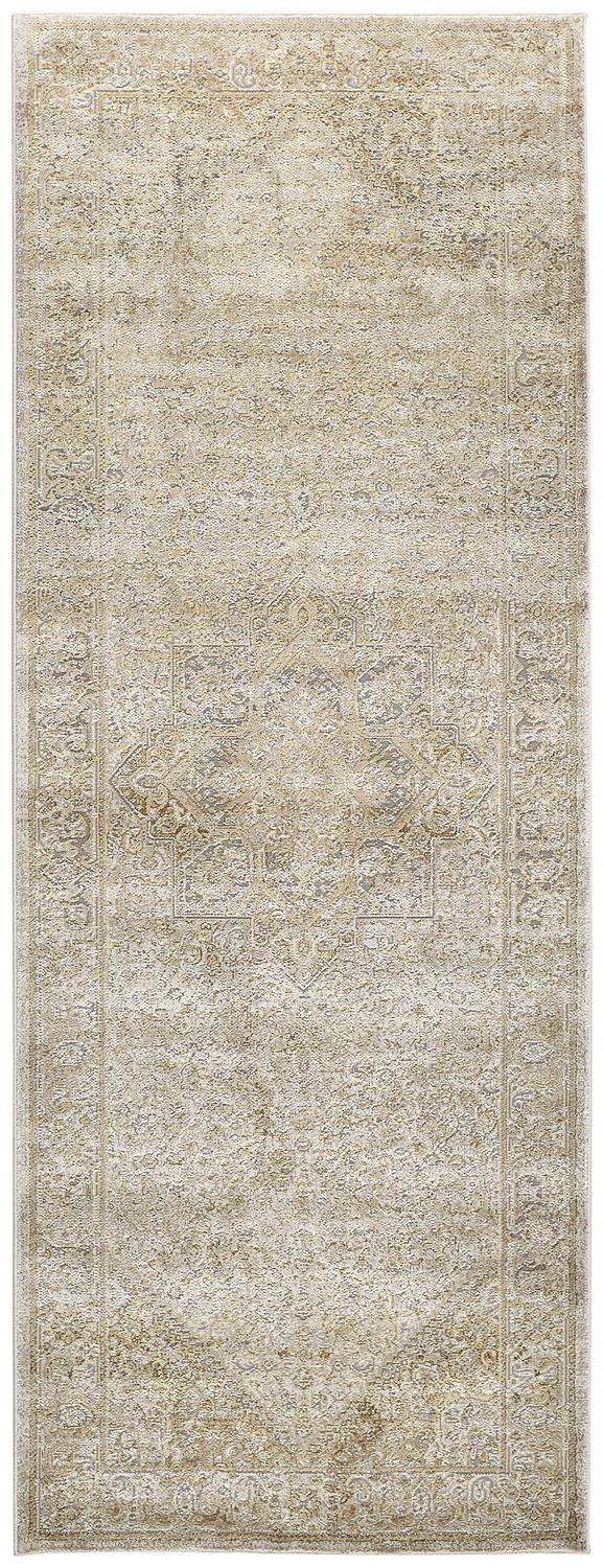 Aura Modern Tribal Design Rug, Beige/Gold, 2ft - 10in x 7ft - 10in, Runner