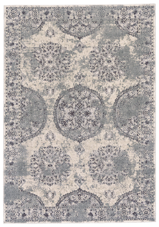 Akhari Distressed Medallion Rug, Silver/Beige/Dark Gray, 5ft x 8ft Area Rug