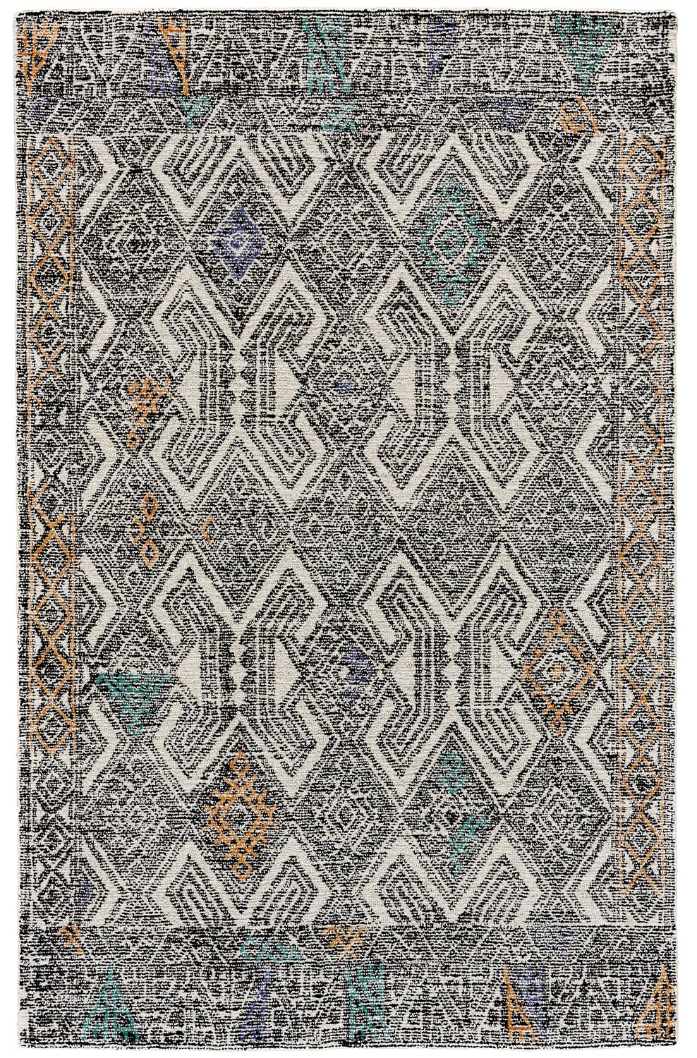 Arazad Tufted Accent Rug, Tribal, Apricot Orange/Teal Green, 3ft-6in x 5ft-6in