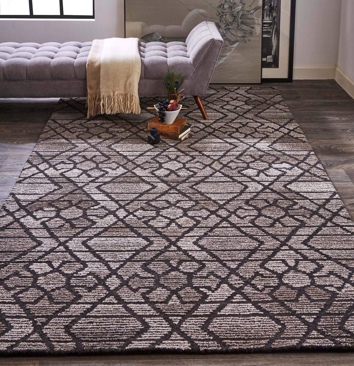 Asher Geometric Floral Wool Rug